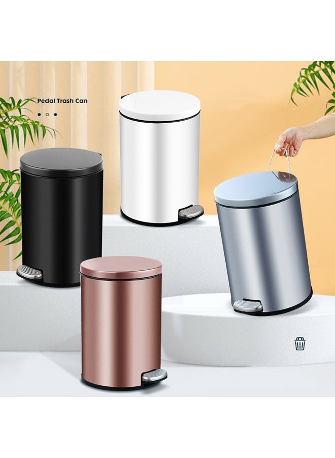 Stainless Steel Trash Can, Round Hands Free Garbage Can with Foot Pedal and Soft-Close Lid, Smudge Resistant Pedal Bin for Kitchen Living Room Bathroom Office and Hotel, L1101 (C, 8L)  - Image 3