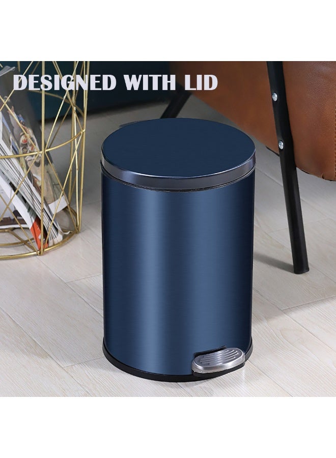 Stainless Steel Trash Can, Round Hands Free Garbage Can with Foot Pedal and Soft-Close Lid, Smudge Resistant Pedal Bin for Kitchen Living Room Bathroom Office and Hotel, L1101 (C, 8L)  - Image 4