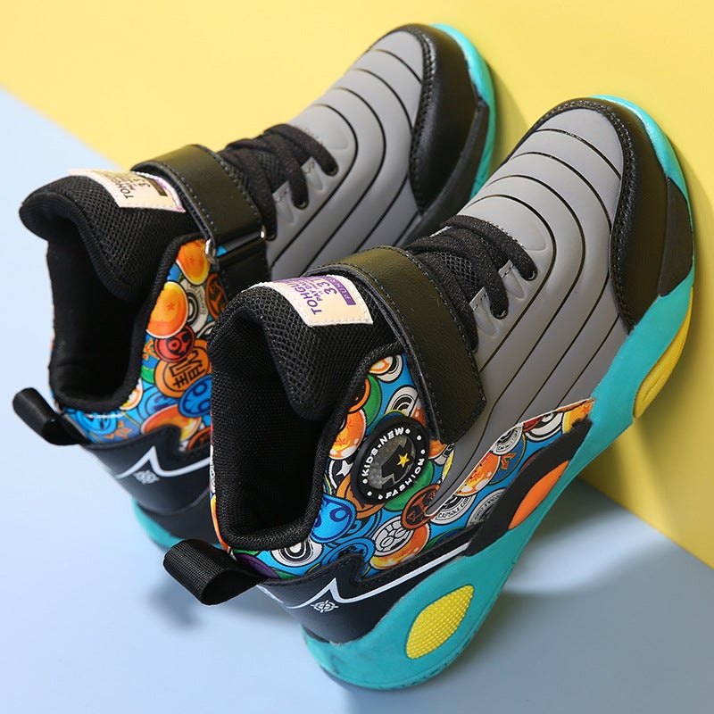Fujian Manufacturers Boys Shoes 2022 New Sneakers Men'S Autumn Leather Non-Slip High-Top Boys Basketball - Image 4
