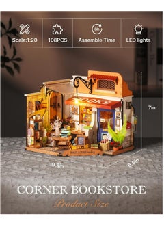 Robotime Rolife 3D Wooden Puzzle Corner Bookstore DIY Miniature House Kit DG164 Decorative DIY Crafts/Birthday Gifts/Home Decor For Girls&Boys Teens&Adults  - Image 3