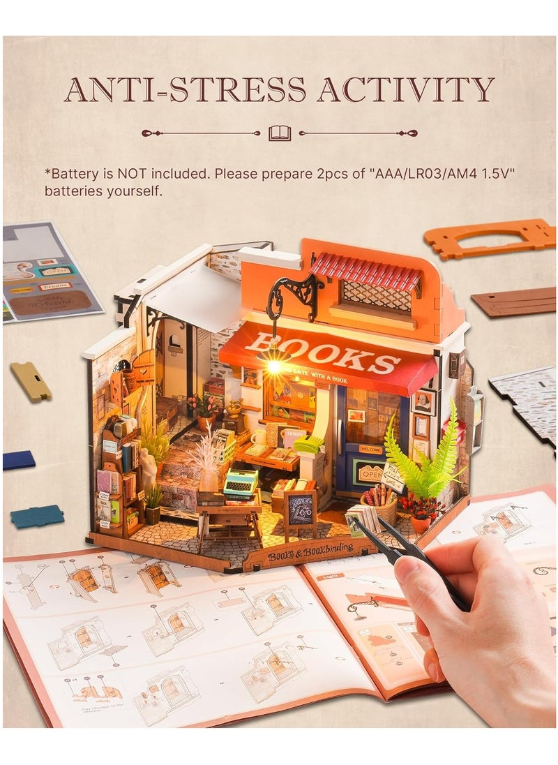 Robotime Rolife 3D Wooden Puzzle Corner Bookstore DIY Miniature House Kit DG164 Decorative DIY Crafts/Birthday Gifts/Home Decor For Girls&Boys Teens&Adults  - Image 5