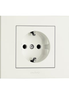 Ovivo Grano White Grounded Socket With Frame  - Image 1