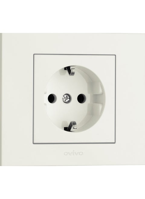 Grano White Grounded Socket With Frame