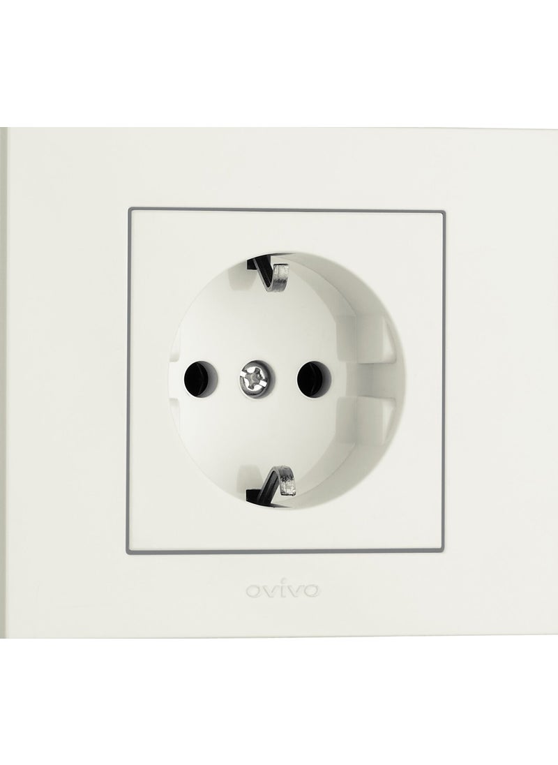 Ovivo Grano White Grounded Socket With Frame  - Image 1