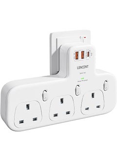 Way Plug Extension with PD 20W USB-C & 2 USB-A QC 3.0, Multi Plug Adapter UK with Individual Switches, Surge Protected Plug Extender Wall Socket for Home, Kitchen, Office, 13A 3250W
