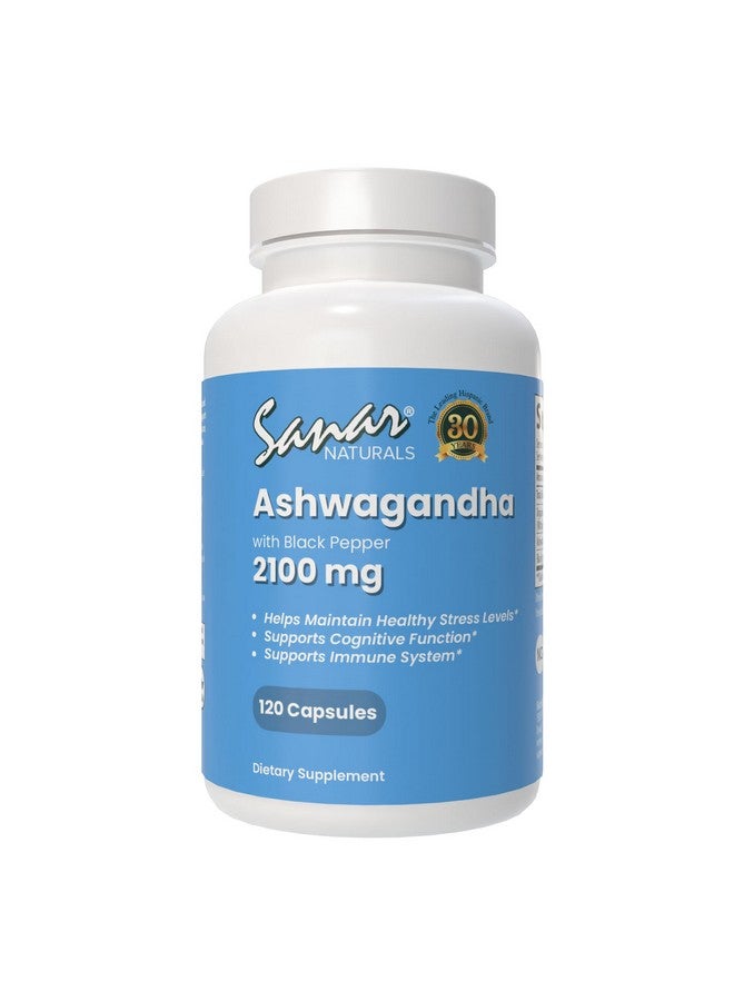 Sanar Naturals Sanar Naturals Ashwagandha 2100 mg - Stress & Mood Support Supplement - Promotes Calm, Focus and Sustained Energy - Non-GMO, Vegan, 120 Capsules - Image 1