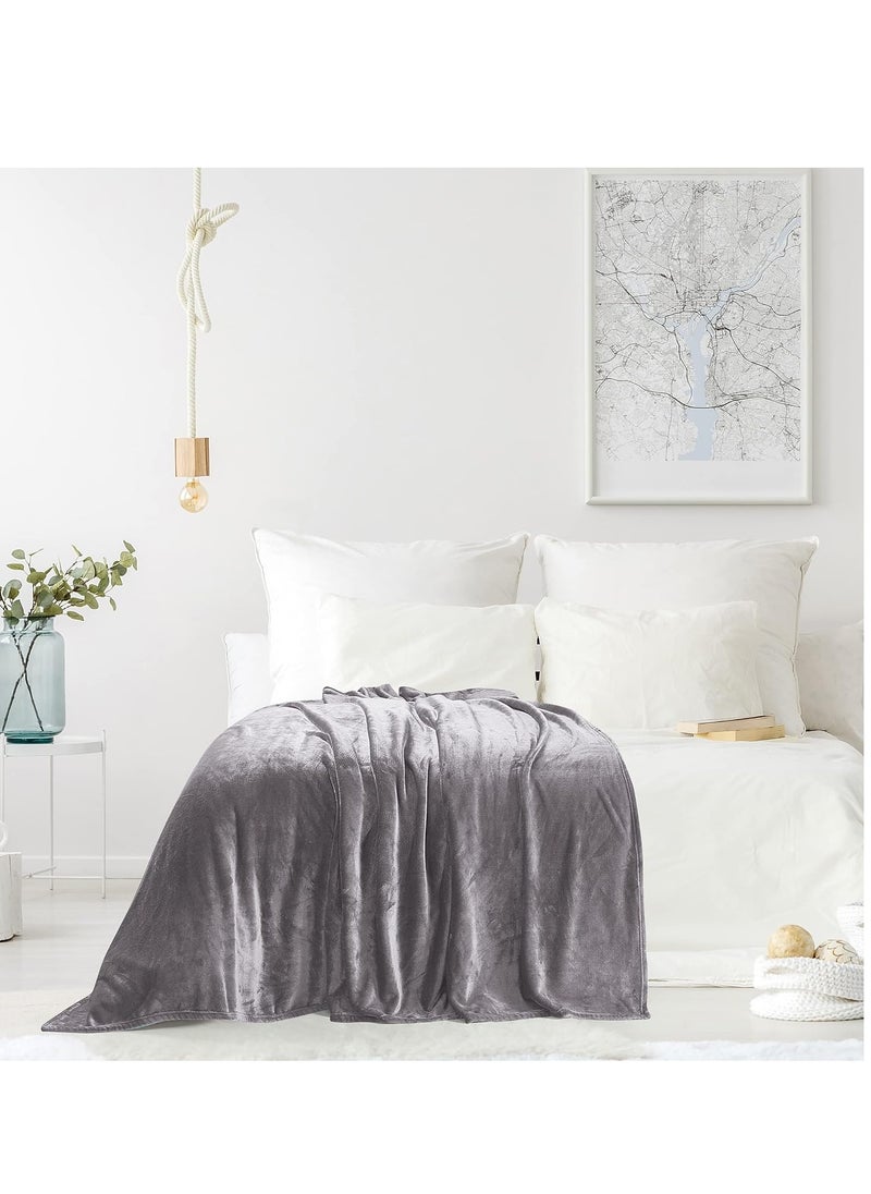 Moon - Flannel Microfiber Sofa Blanket, Luxury Light Silver Throw Blanket, King Size Lightweight and Comfortable for Bed and Sofa, Super Soft and Warm Purple Solid Color 220x200 cm - Image 1