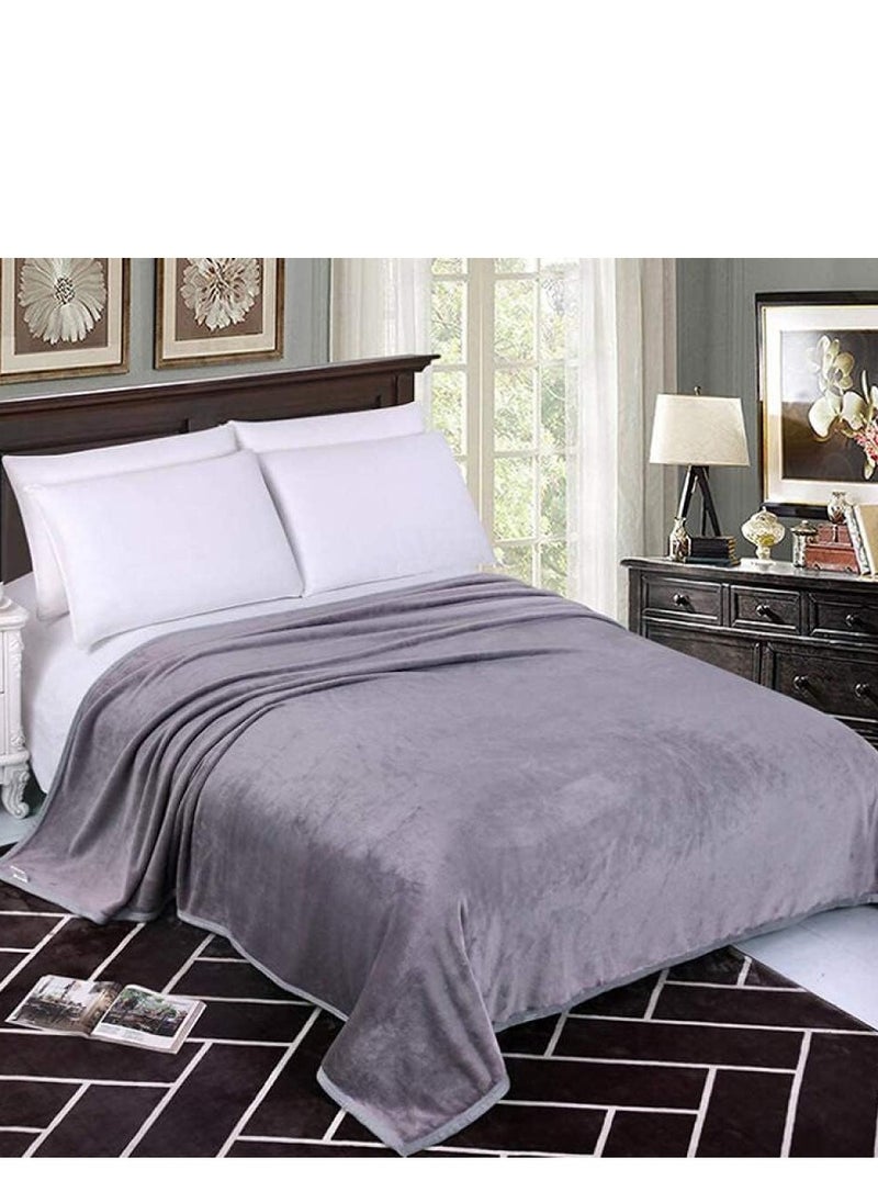 Moon - Flannel Microfiber Sofa Blanket, Luxury Light Silver Throw Blanket, King Size Lightweight and Comfortable for Bed and Sofa, Super Soft and Warm Purple Solid Color 220x200 cm - Image 1
