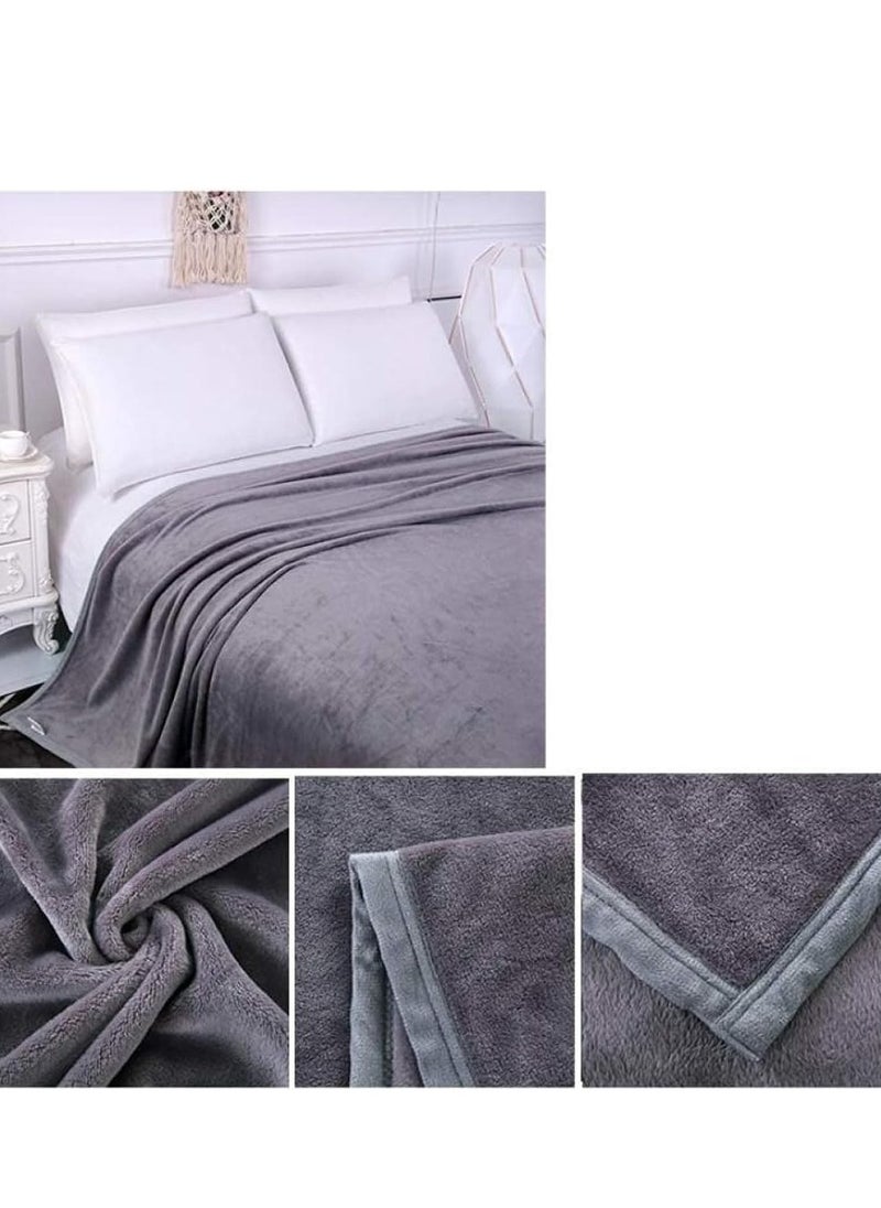 Moon - Flannel Microfiber Sofa Blanket, Luxury Light Silver Throw Blanket, King Size Lightweight and Comfortable for Bed and Sofa, Super Soft and Warm Purple Solid Color 220x200 cm - Image 1