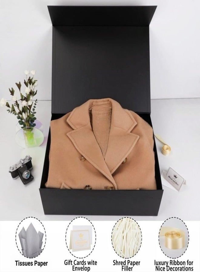 صندوق هدايا أسود كبير جدًا من UoeRing، مقاس 20×16×7 بوصة، صندوق هدايا فاخر للهدايا، مزود بغطاء قابل للطي مع إغلاق مغناطيسي، مناسب لأعياد الميلاد والكريسماس، يحتوي على بطاقة، شريط، ورق مناديل، وحشو من الورق المقطّع. - Image 3