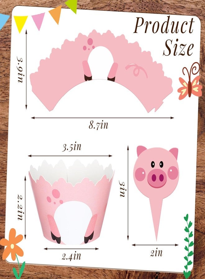 Sliner 72 Pcs Farm Animal Cupcake Toppers and Wrappers Farm Theme Party Decorations Birthday Barnyard Party Decoration Baby Shower Tractor Theme Supplies - Image 4