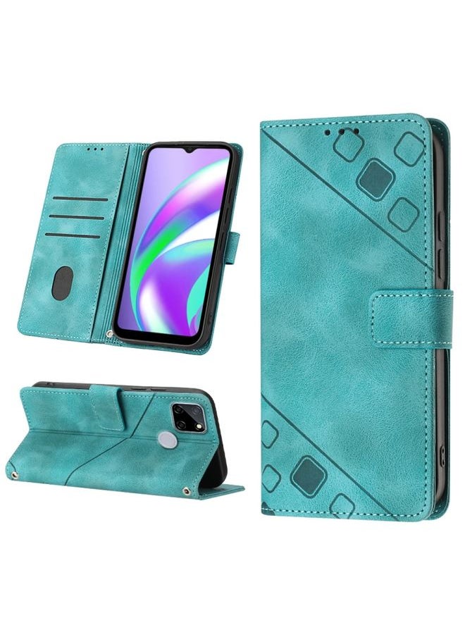 HuHa Case Cover For Realme C12 / C15 / C25 / C25s Skin-feel Embossed Leather Phone Case Green 