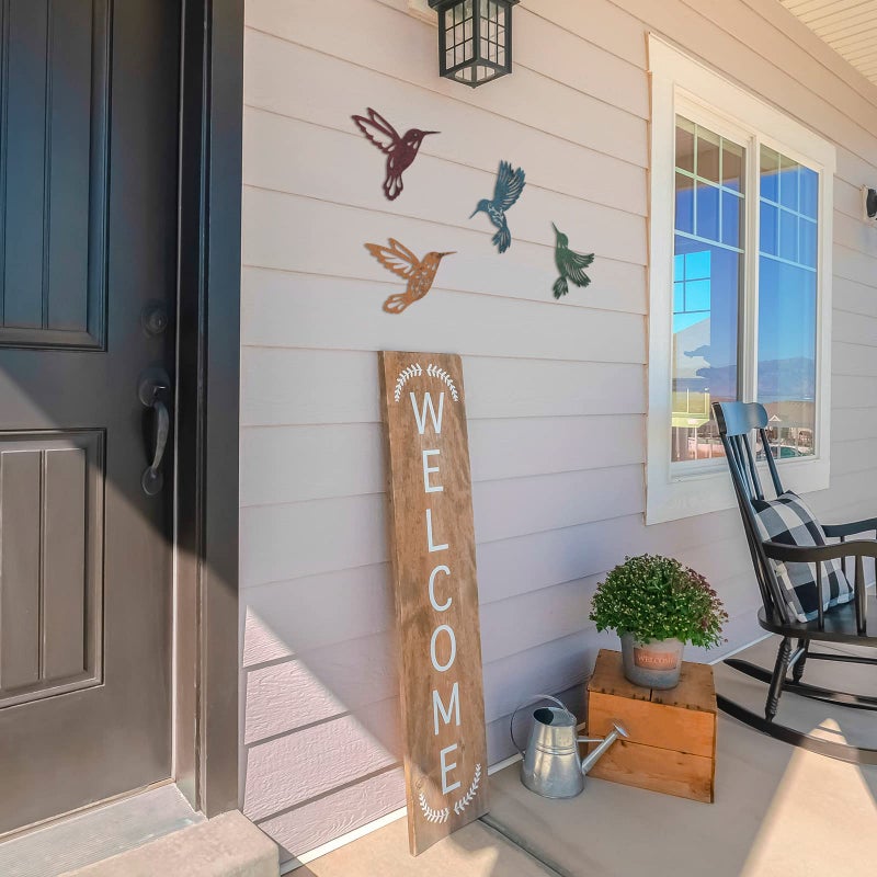 Teling 4 Pcs Metal Hummingbird Wall Art Metal Dragonfly Wall Decor for Modern Farmhouse Rustic Home Living Room Bedroom Kitchen Patio Indoor Outdoor Decor(Hummingbird) - Image 4