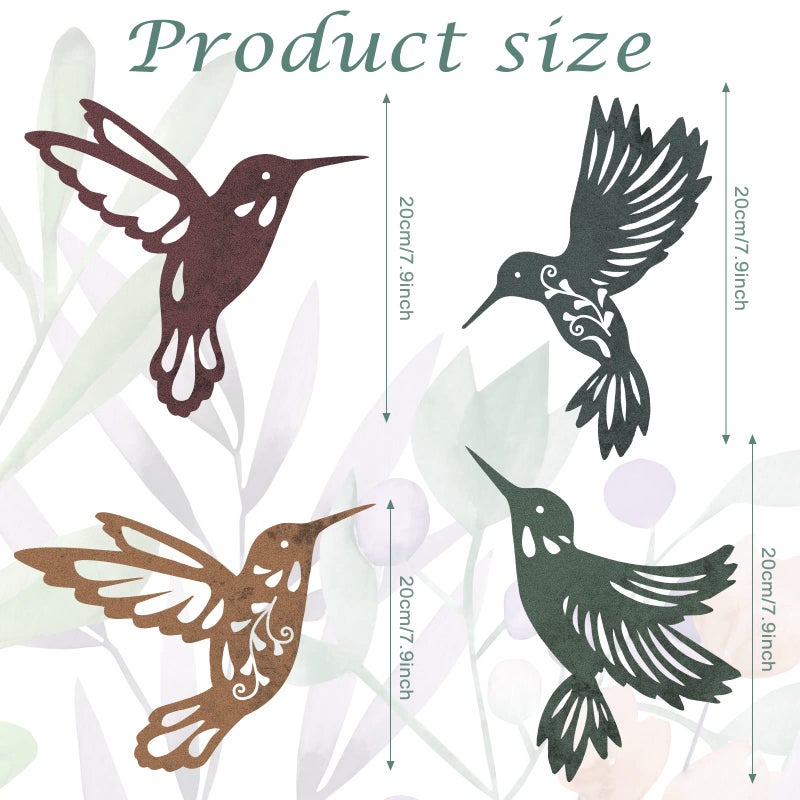 Teling 4 Pcs Metal Hummingbird Wall Art Metal Dragonfly Wall Decor for Modern Farmhouse Rustic Home Living Room Bedroom Kitchen Patio Indoor Outdoor Decor(Hummingbird) - Image 2