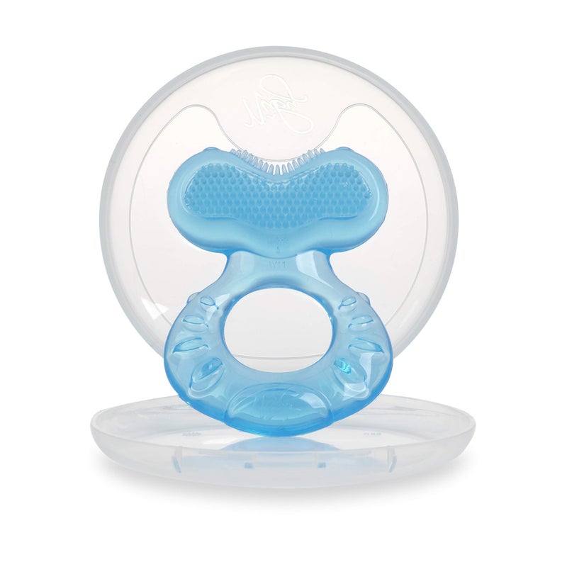 Nuby Silicone Teethe-EEZ Teether with Bristles, Includes Hygienic Case, Blue - Image 2