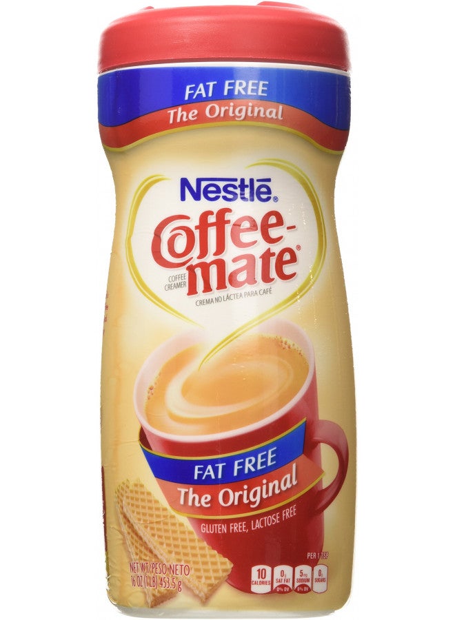 Nestle Coffee Mate 30622 The Original Fat Free 16 oz. Coffee Creamer (Pack of 2); Stir in the Rich, Indulgent Taste Anytime for a Classic Cup That's Non-dairy, Lactose-Free, Cholesterol-Free & Gluten-Free