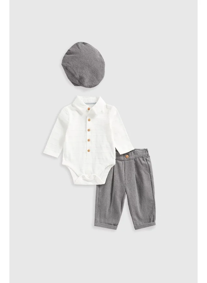 mothercare Shirt Bodysuit, Trousers and Cap Set