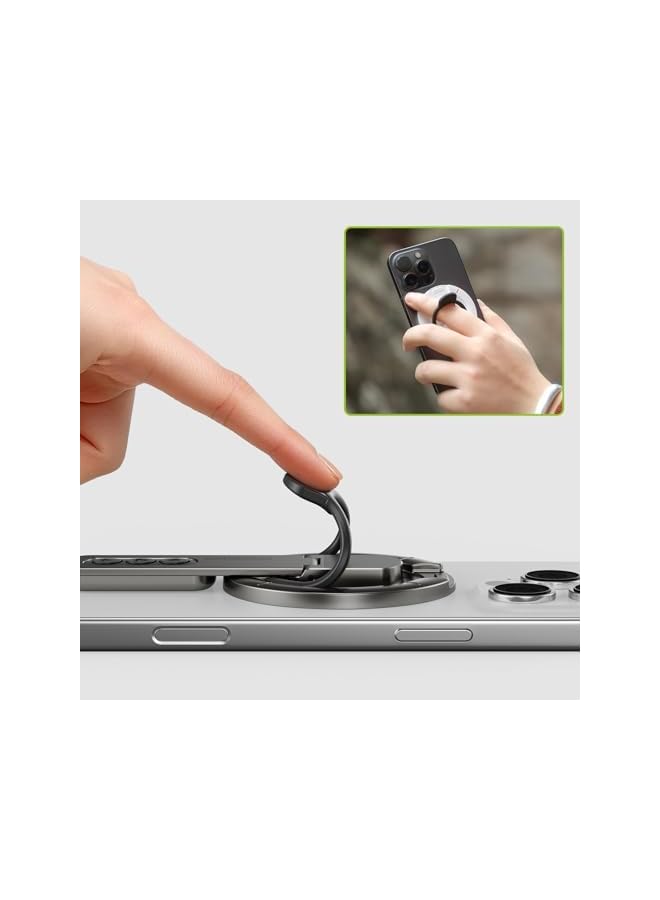Green Tiger Magnetic Phone Hand Holder Removable [Double-Sided Magnet] Phone Grip with Adjustable Kickstand Compatible for iPhone 16/15/14/13/12 Series – Black - Image 4