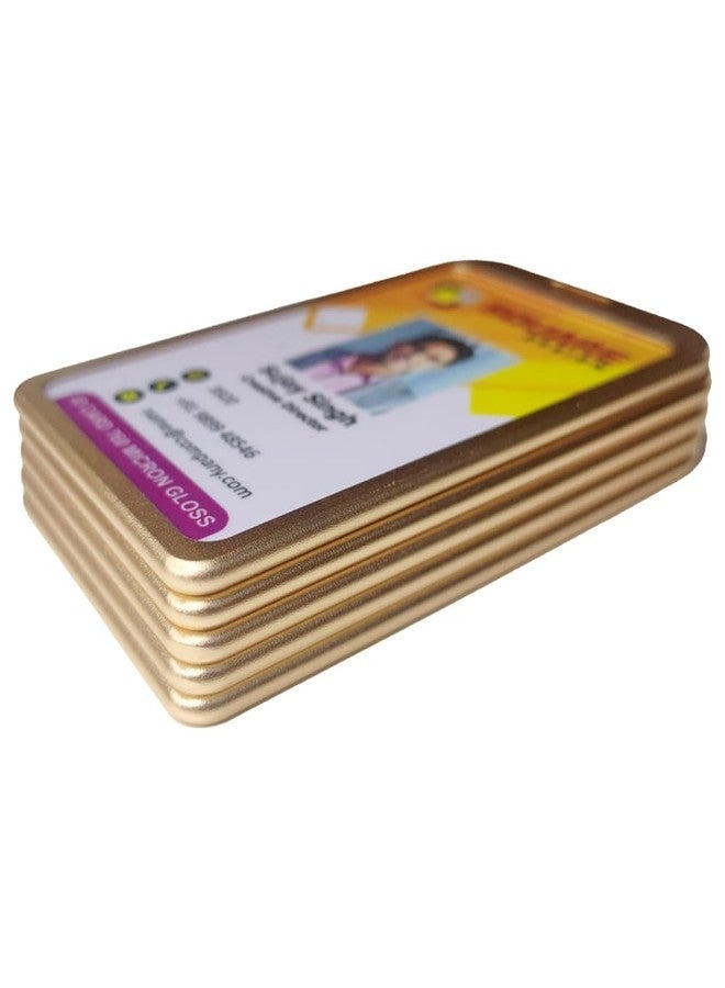 حامل بطاقات الهوية المعدني المصنوع من الألومنيوم من iDJET (عبوة من 5 قطع) (ذهبي)