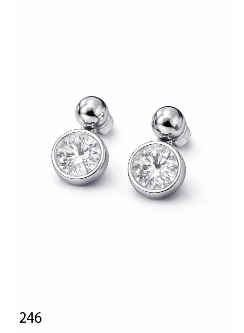 3Diamonds Cubic Zirconia Drop Stud Earrings, Platinum & Rhodium Plated - Image 4
