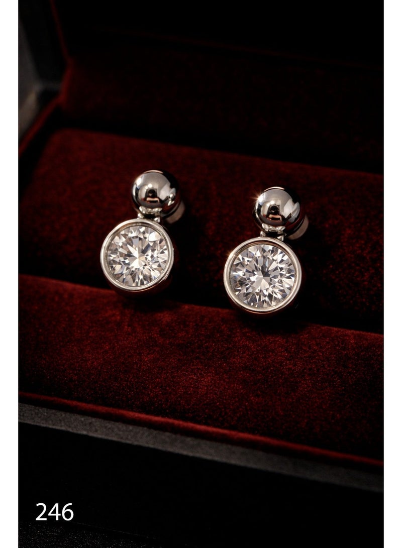 3Diamonds Cubic Zirconia Drop Stud Earrings, Platinum & Rhodium Plated - Image 1