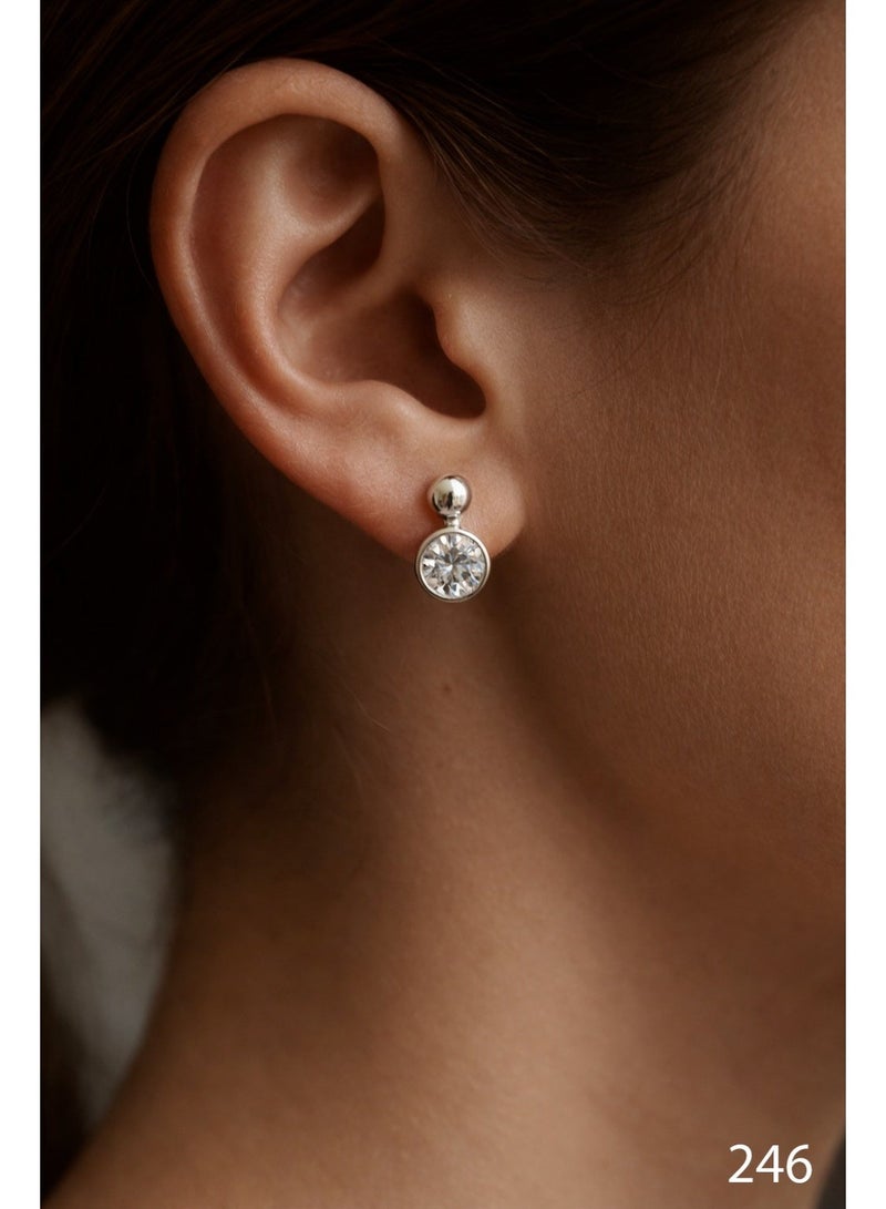 3Diamonds Cubic Zirconia Drop Stud Earrings, Platinum & Rhodium Plated - Image 2