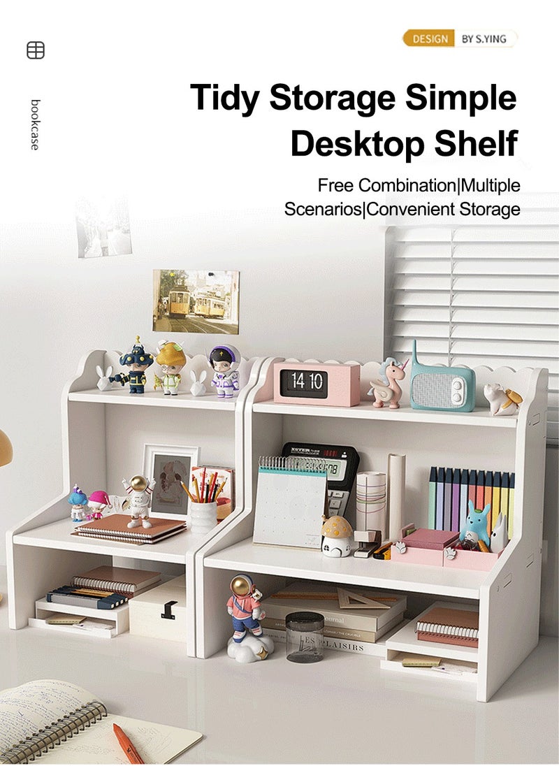 Kidle - Desktop Bookshelf Home Desk Cosmetic Organizer Dormitory Organizer Office Removable Multi-layer Desktop Double Shelves - Image 1