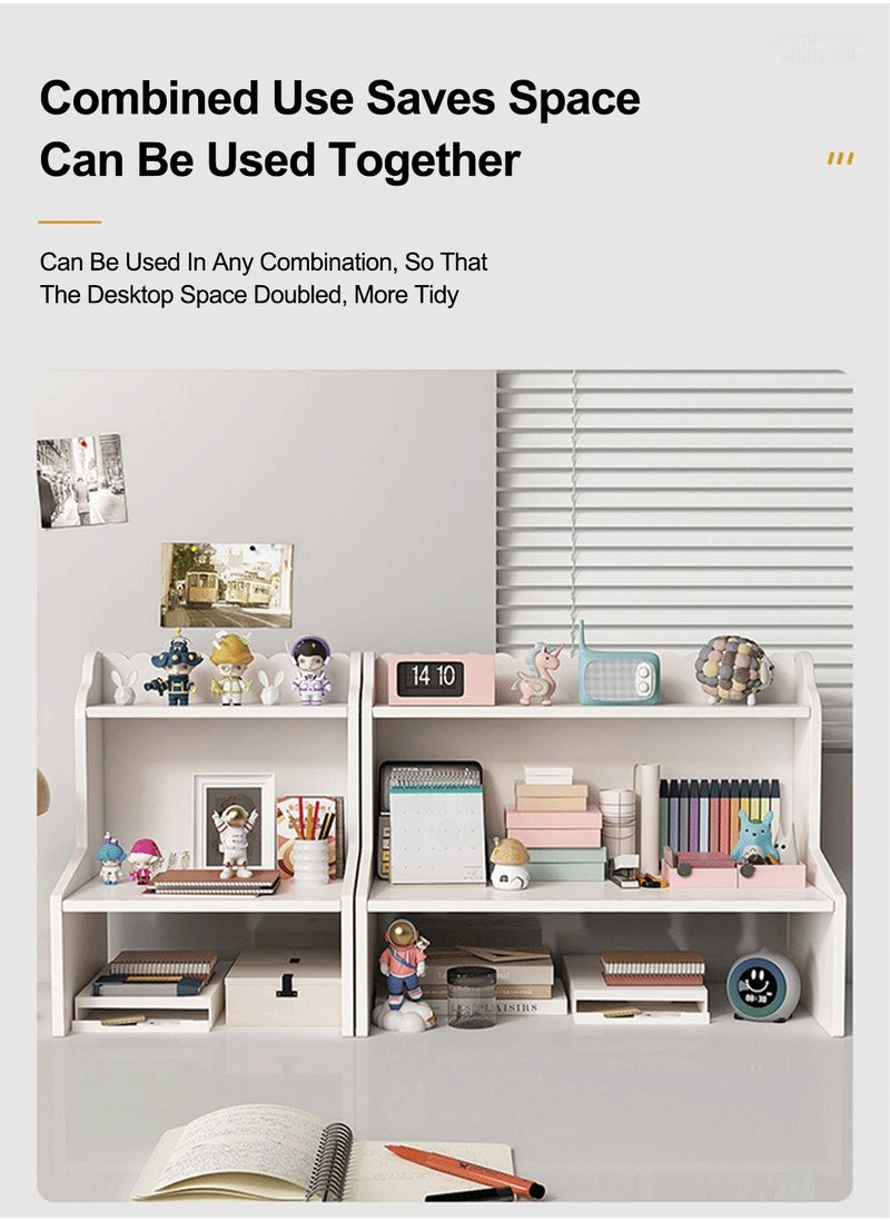 Kidle - Desktop Bookshelf Home Desk Cosmetic Organizer Dormitory Organizer Office Removable Multi-layer Desktop Double Shelves - Image 1