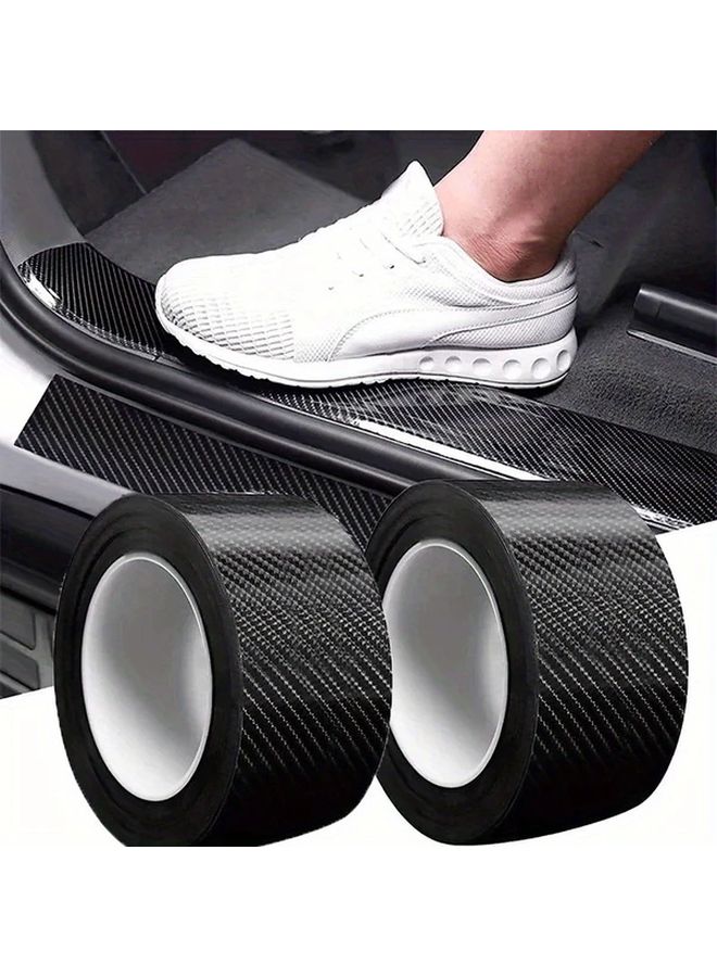 3D Nano Carbon Fiber Car Door Edge Protector Black 10x100cm Waterproof Scratch Resistant - Image 2
