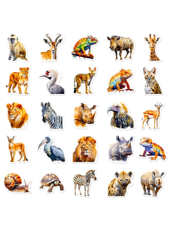 NIBEMINENT 50 Pcs African Animals Deco Kit Waterproof Stickers, High Definition Printing Bright Colors, Suitable for Laptop Skateboard Luggage Water Bottle Guitar DIY - Image 3