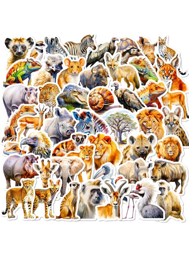 NIBEMINENT 50 Pcs African Animals Deco Kit Waterproof Stickers, High Definition Printing Bright Colors, Suitable for Laptop Skateboard Luggage Water Bottle Guitar DIY - Image 2