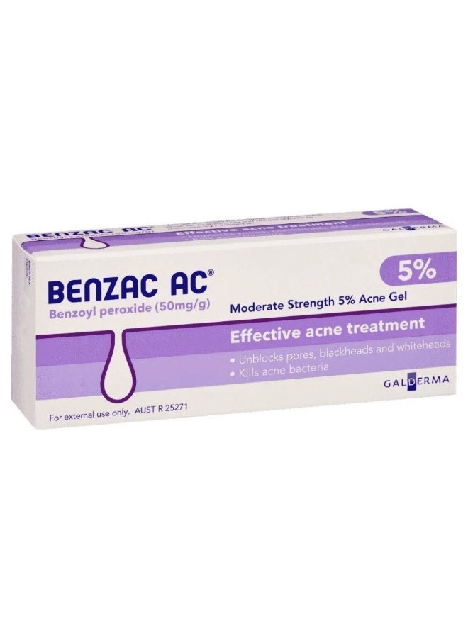 BENZAC AC 5% Benzoyl Peroxide Acne Treatment Gel, 60g