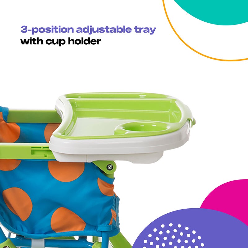 Cosco Kids Simple Fold Folding High Chair for Babies and Toddlers (from 6 Months to 50 lbs) Simple Fold Deluxe with 3-Position Tray, Portable High Chair, Monster Syd - Image 4