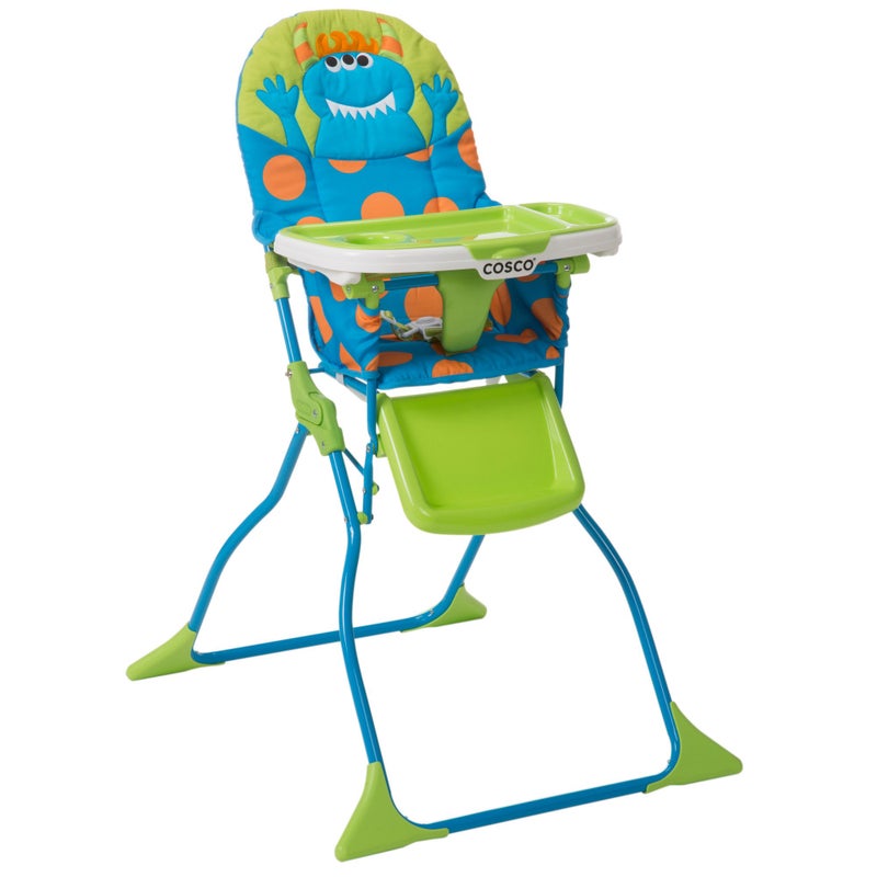 Cosco Kids Simple Fold Folding High Chair for Babies and Toddlers (from 6 Months to 50 lbs) Simple Fold Deluxe with 3-Position Tray, Portable High Chair, Monster Syd - Image 1