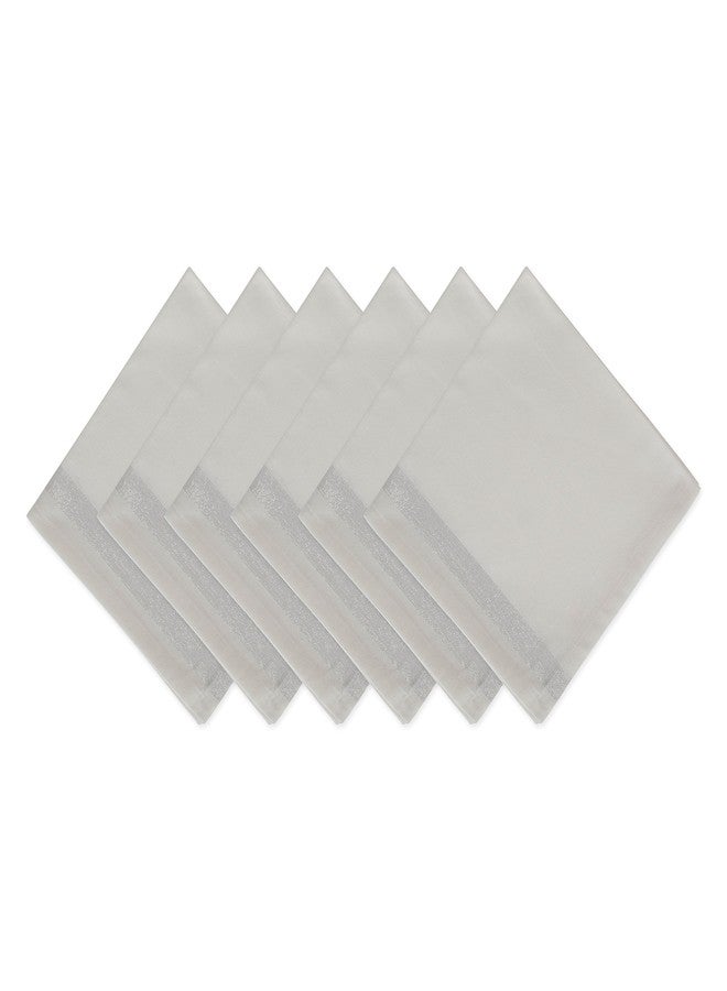 DII Holiday Dining Table Linen Sparkle Metallic Kitchen Décor, Napkin Set, 20x20, Silver Metallic Stripe, 6 Piece - Image 1