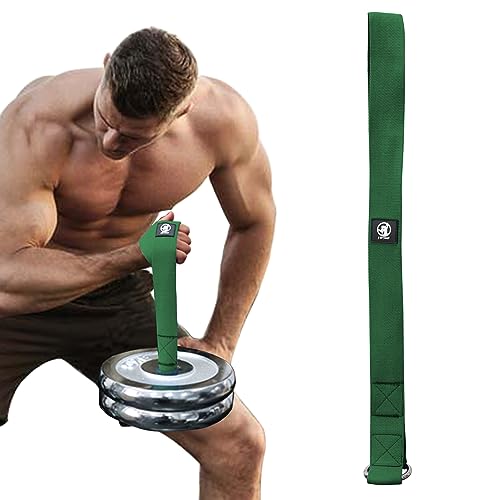 J Bryant Arm Wrestling Training Strap Belt Hand Grip- Ideal for Wrist Forearm and Biceps Workouts Multifunctional Home Gym Fitness Equipment Compatible with 1 inch and 2 inches Barbell Plates (Green) - Image 1
