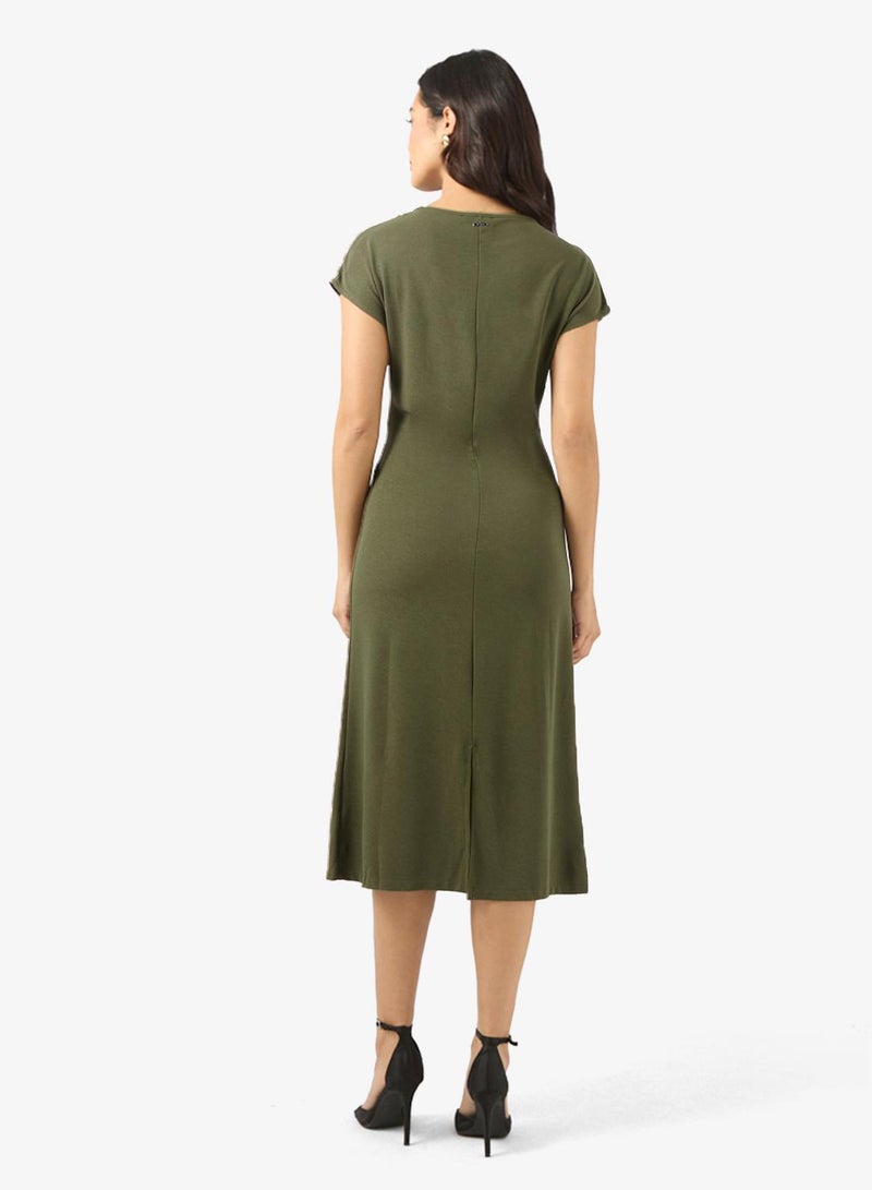 BCBG Tie Front Short Sleeves midi Dress - Image 2