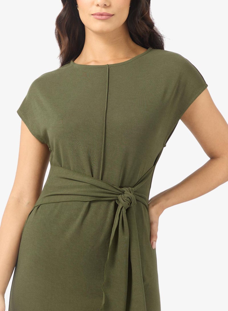 BCBG Tie Front Short Sleeves midi Dress - Image 3