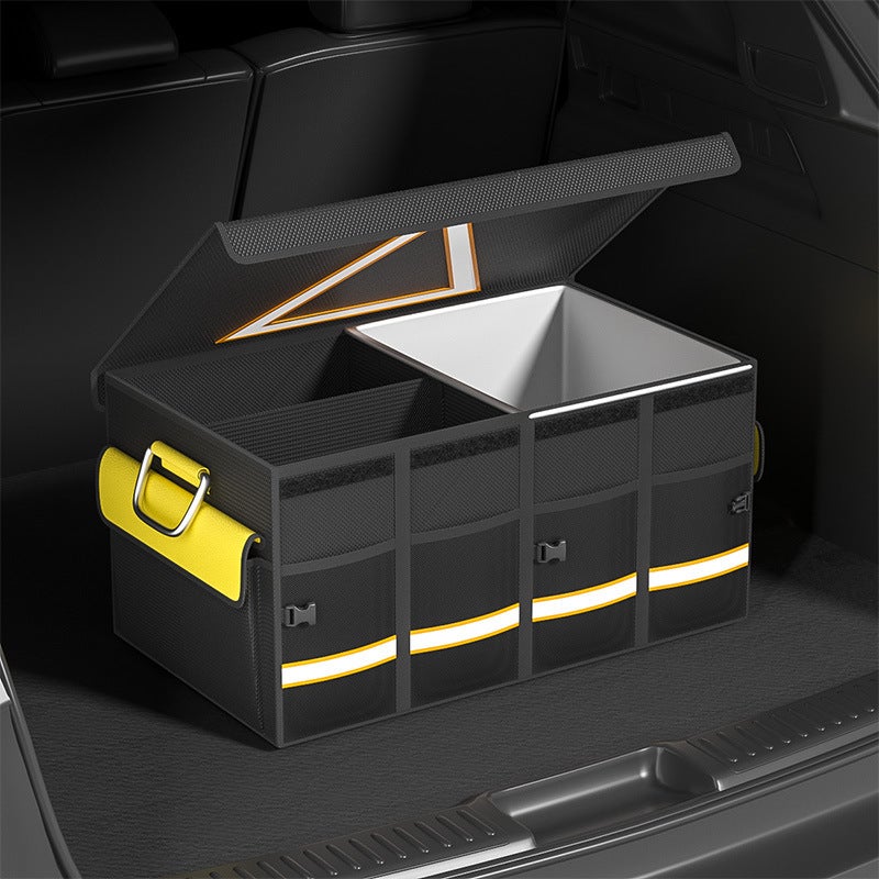 Car Trunk Organizer Storage Box, Foldable Waterproof 108L with Cover, Black - Image 3