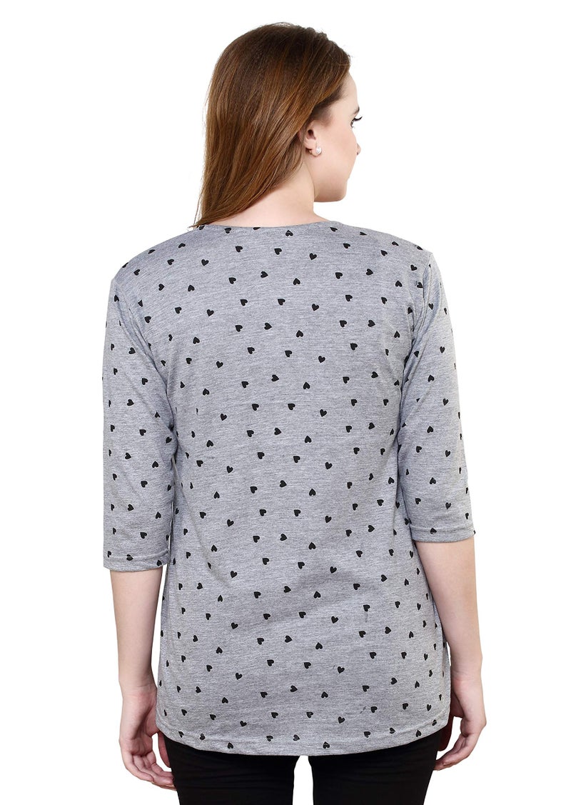 TIGYWIGY Women Cotton Regular Fit Printed Feeding/Nursing/Maternity TOP (Grey, Medium) - Image 5