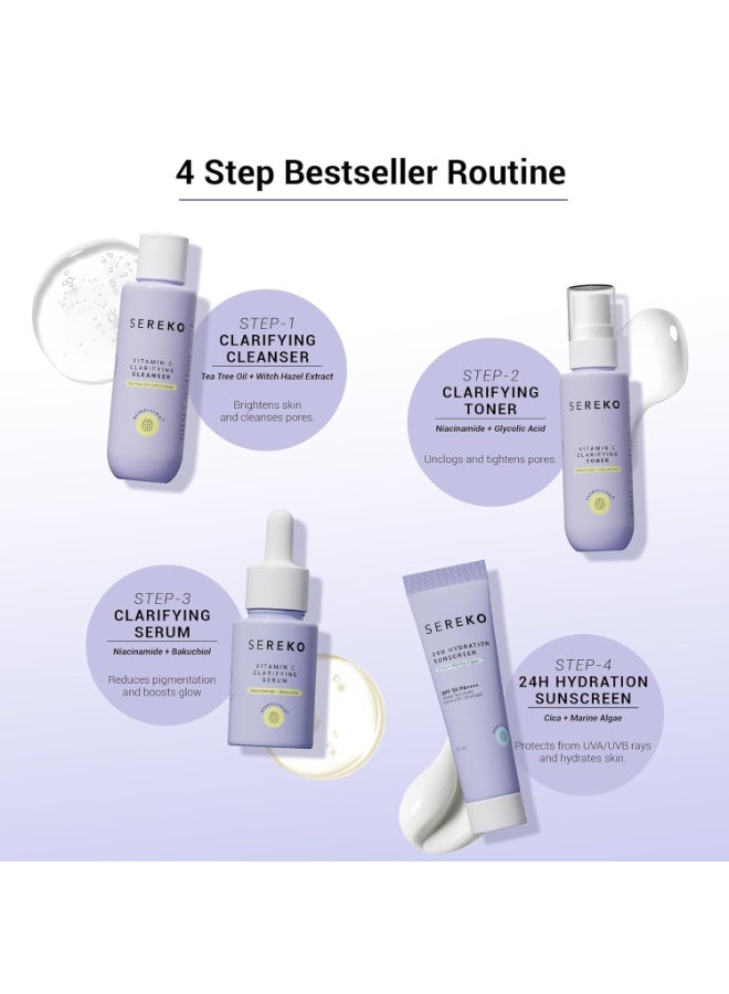 Sereko Bestseller’s Skincare Trial Kit | Vitamin C, Niacinamide & Cica | Brightening & Hydrating Set for Women & Men | Pack of 4 | Self-Care For Glowing Skin | Travel & Pocket Friendly - Image 2