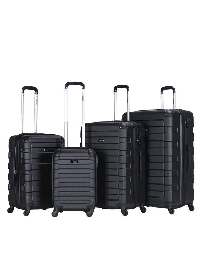 ستارجولد 4 عبوات من عربة الأمتعة ذات الجوانب الصلبة ذات الرقم الدوار باللون الأسود - Image 1