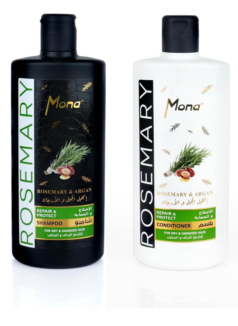 Mona - Mona Rosemary & Argan Strengthening Shampoo & conditioner Set for Thicker Healthier & Stronger Hair - Men & Women 440ML Each - Image 1