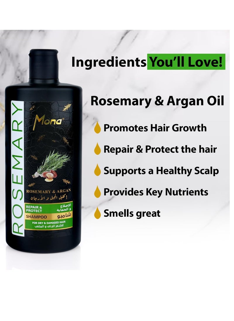 Mona - Mona Rosemary & Argan Strengthening Shampoo & conditioner Set for Thicker Healthier & Stronger Hair - Men & Women 440ML Each - Image 1