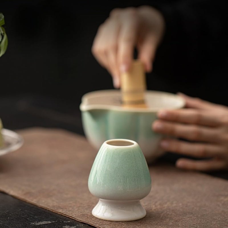 ZUHSA Matcha Tea Whisk Holder Ceramic Holder Chasen Stand fit for Traditional Japanese Tea Matcha Chasen Tea Set Accessories (Green 6) - Image 4
