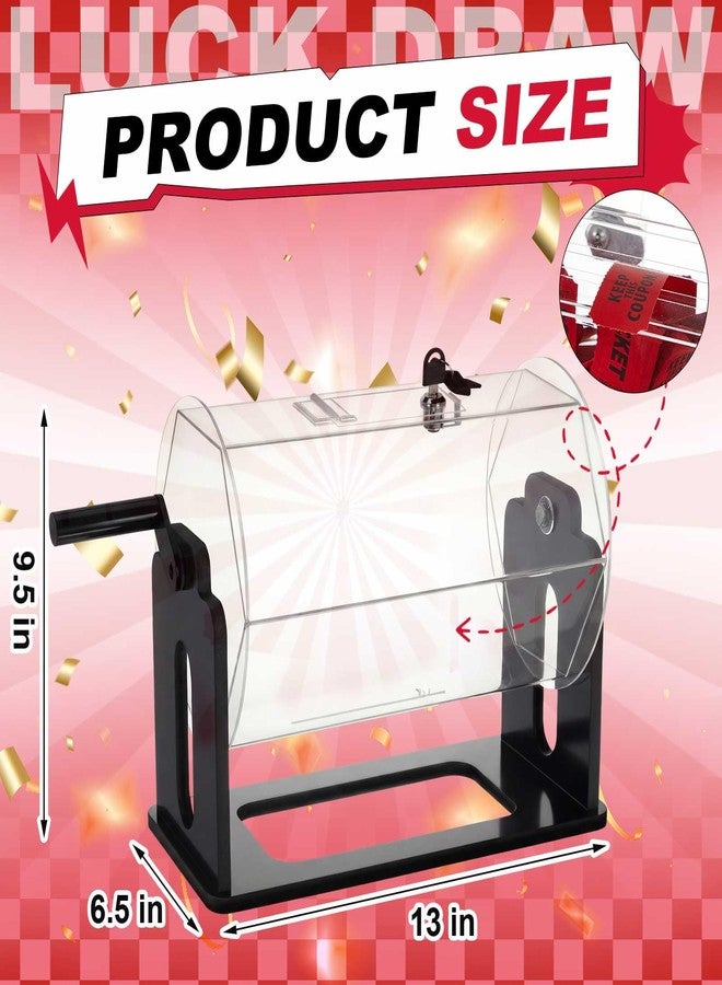 Leinuosen 13 x 6.5 x 9.5 Inches Acrylic Raffle Drum Holds 1500 Tickets, Clear Raffle Tickets Drum with Shaking Hand, Transparent Spinner Cage for Prize Draw Games Balls (Hexagon, Black) - Image 2