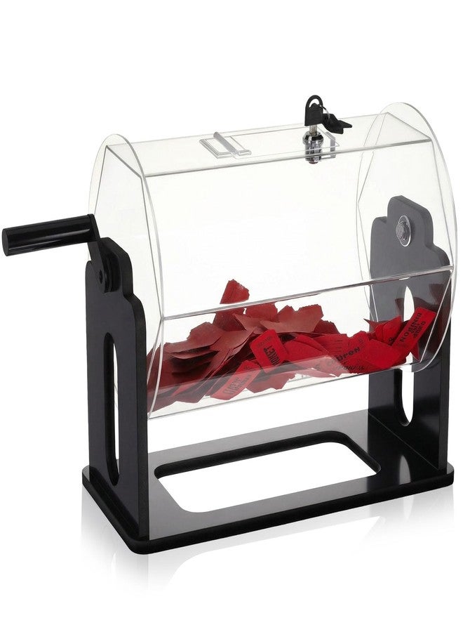 Leinuosen 13 x 6.5 x 9.5 Inches Acrylic Raffle Drum Holds 1500 Tickets, Clear Raffle Tickets Drum with Shaking Hand, Transparent Spinner Cage for Prize Draw Games Balls (Hexagon, Black) - Image 1