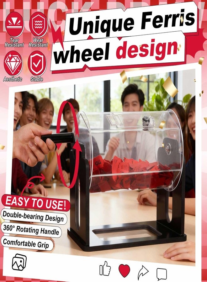 Leinuosen 13 x 6.5 x 9.5 Inches Acrylic Raffle Drum Holds 1500 Tickets, Clear Raffle Tickets Drum with Shaking Hand, Transparent Spinner Cage for Prize Draw Games Balls (Hexagon, Black) - Image 4