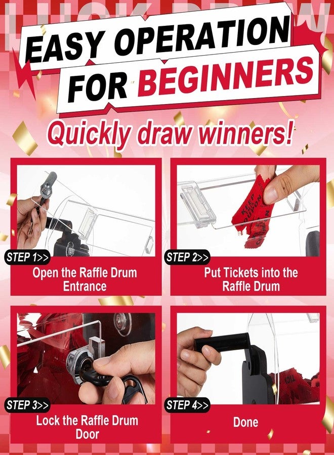 Leinuosen 13 x 6.5 x 9.5 Inches Acrylic Raffle Drum Holds 1500 Tickets, Clear Raffle Tickets Drum with Shaking Hand, Transparent Spinner Cage for Prize Draw Games Balls (Hexagon, Black) - Image 3