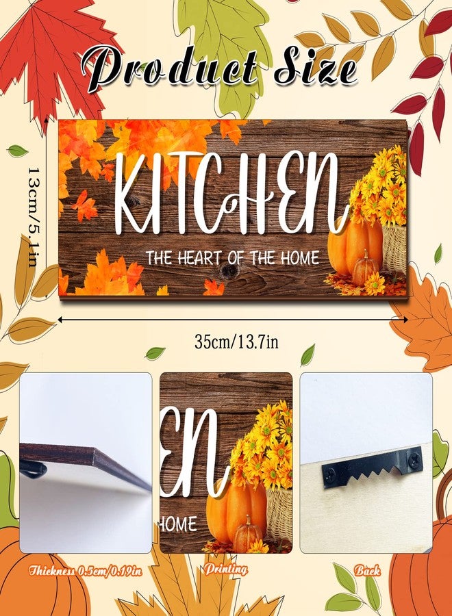 YLOLUL 4 Pieces Fall Maple Kitchen Decor Eat Sign Set Fork and Spoon Wooden Hanging Wall Decor Art Rustic Country Farmhouse Kitchen Maple Fall Wall Art Sign for Dining Room Home Deco (Brown) - Image 2